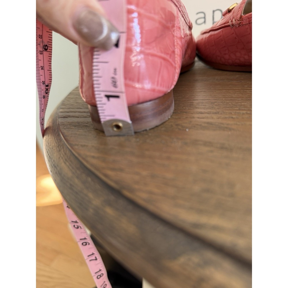 Sam Edelman Pink Patent Croc Loafers Size 6.5 Horsebit Preppy Slip On Flats - Picture 4 of 12